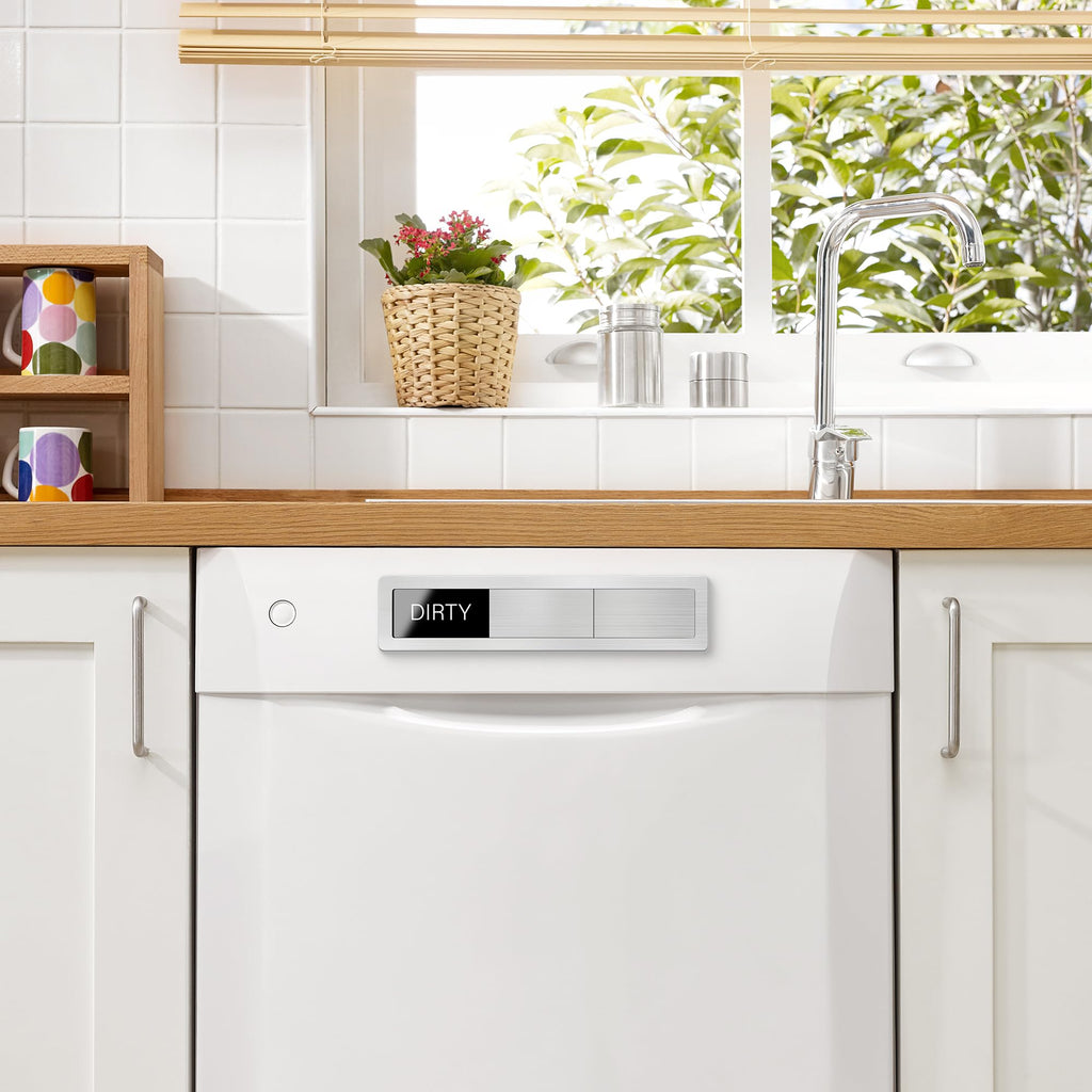 Dishwasher Magnet Clean Dirty Sign, 3 Options with Running Options, Brushed Gold Dishwasher Magnet Easy to Switch, Residue Free Adhesive Included