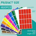 Marspark 1600 Pieces Rectangular Color Coding Stickers 1.57 x 0.75 Inch