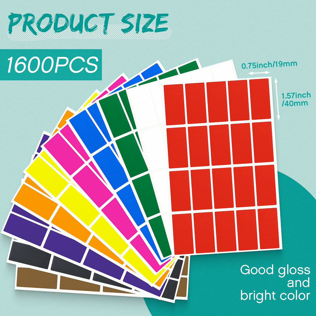 Marspark 1600 Pieces Rectangular Color Coding Stickers 1.57 x 0.75 Inch