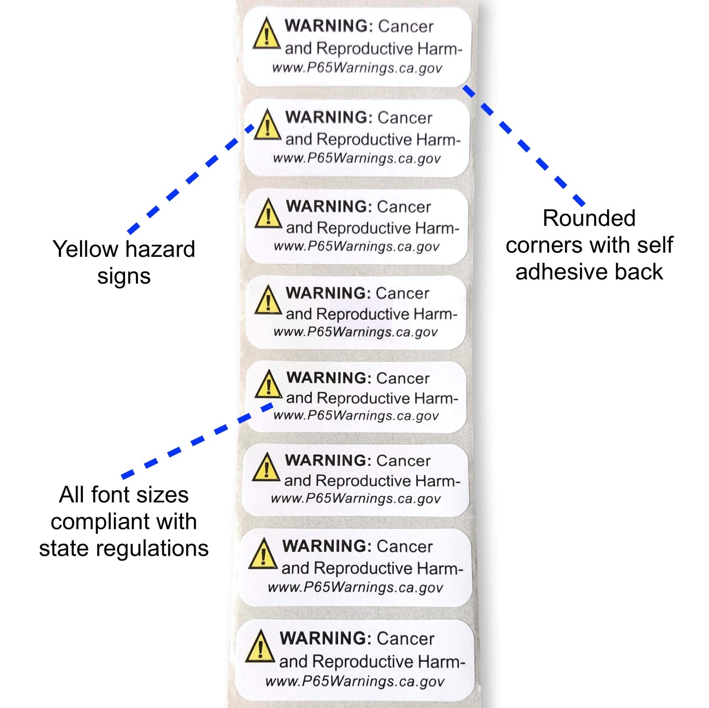 Prop 65 California Warning Labels 500 Count Roll | 0.5 x 1.5 Inch Size | Perfect for Products and Consumer Alerts | CA 2025 Edition Notice Stickers for Cancer and Birth Defects