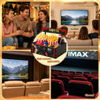 Movie Night Supplies Wooden Movie Night Snack Trays Gift Basket Halloween Home Theater Snack Caddy Popcorn Drink Candy Holder Box for Family Room Container Decor