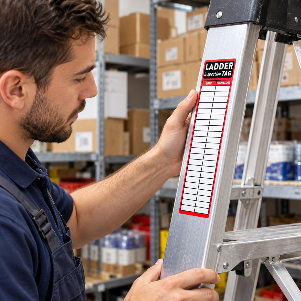 Ladder Inspection Labels Safety Stickers Ladders Red Safety Inspection Tags 8.5 x 2 Inch