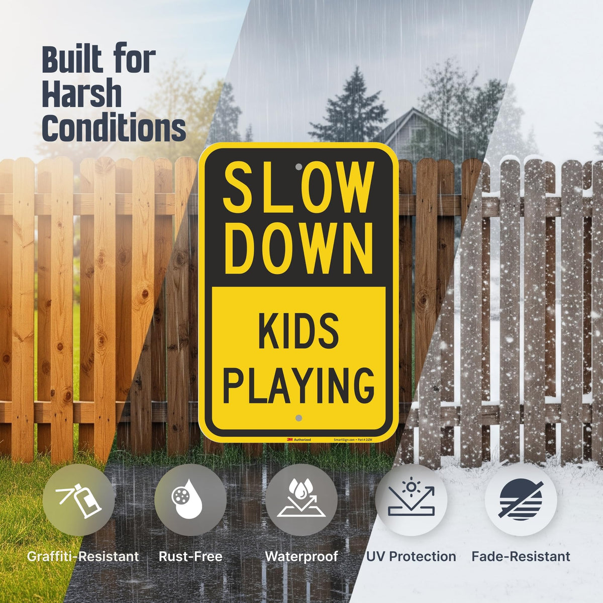 SmartSign "Slow Down - Kids Playing" Sign | 12" x 18" 3M Engineer Grade Reflective Aluminum 12" x 18"