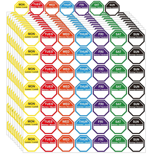 7 Days of The Week Labels Color Coding Food Rotation Dot Stickers-Mon, Tue, Wed, Thurs, Fri, Sat Sun Day Labels-1 Inch Color-Coded Tab Weekly Labels 700 Pcs Color Coding Dot Self Adhesive Stickers 1 Inch Colorful