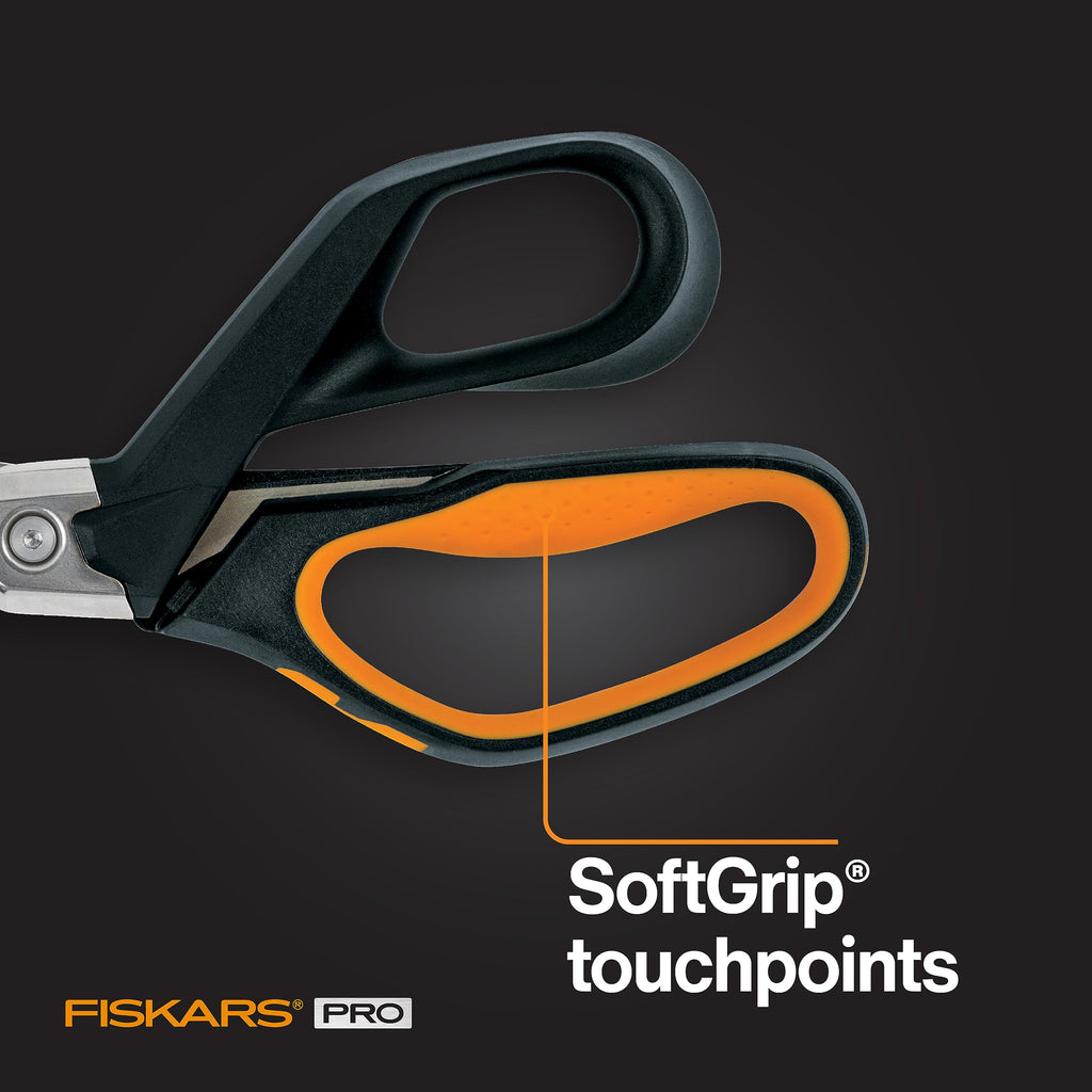 Fiskars Pro 8" PowerArc Shop Shears, Heavy Duty Serrated Utility Scissors 8" 1 Count