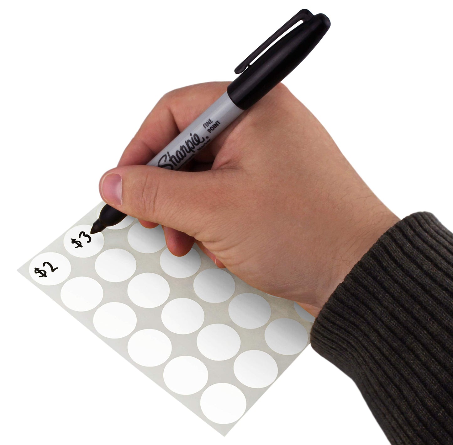 ChromaLabel 3/4 Inch Circle Sticker Labels, Easy to Write On Round Colored Stickers, 42 Sheets of Removable Sticky Dots - 1008 Dot Stickers, White Labels