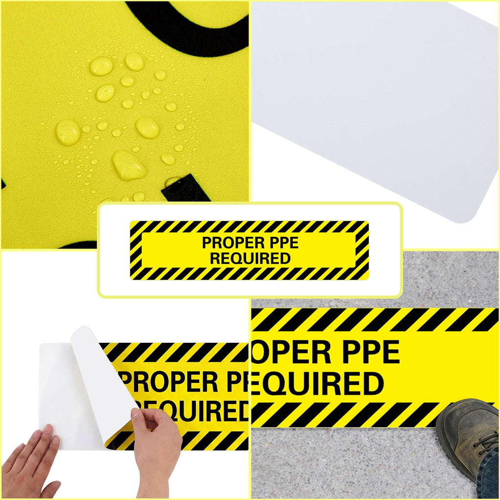 Mifoci 1 Pack Proper Ppe Required Floor Sign Stickers, 6" x 24" Proper Ppe Reouired