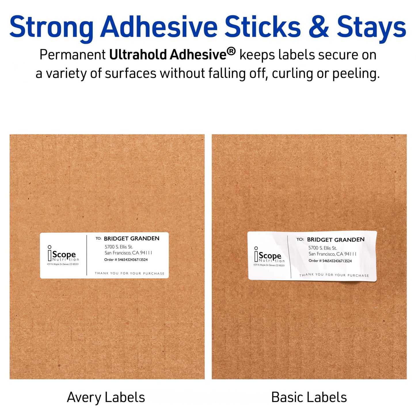 Avery Waterproof Sticker Labels for Printer - 1" x2-5/8 Mailing Labels, Ultrahold Permanent Adhesive, Laser Printers, 1,500 Printable Avery Address Label Sheets (5520) 1500 labels