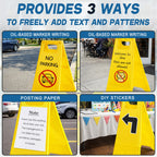 2 Pack 17.5" Height Blank Floor Sign Yellow A-frame Foldable Caution Sign Write-On Double Sided Safety Warning for Pool Restaurant Restroom Office 2 6.5 x 17.5 x 10.2 Inch