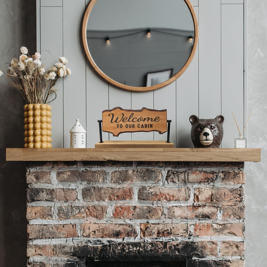 Rustic Cabin Wood Table Roller with Reversible Signs