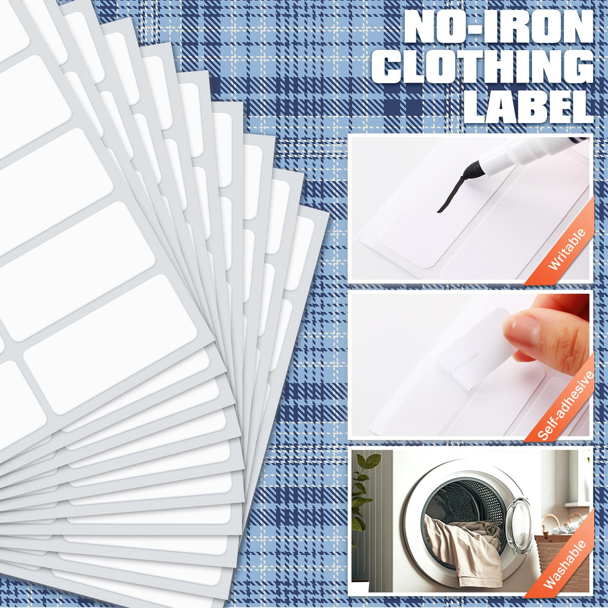 Honoson 300 Pcs Clothing Labels for Nursing Homes, Rectangle,1.2 X 0.6 Inch 1.2 x 0.6 Inch