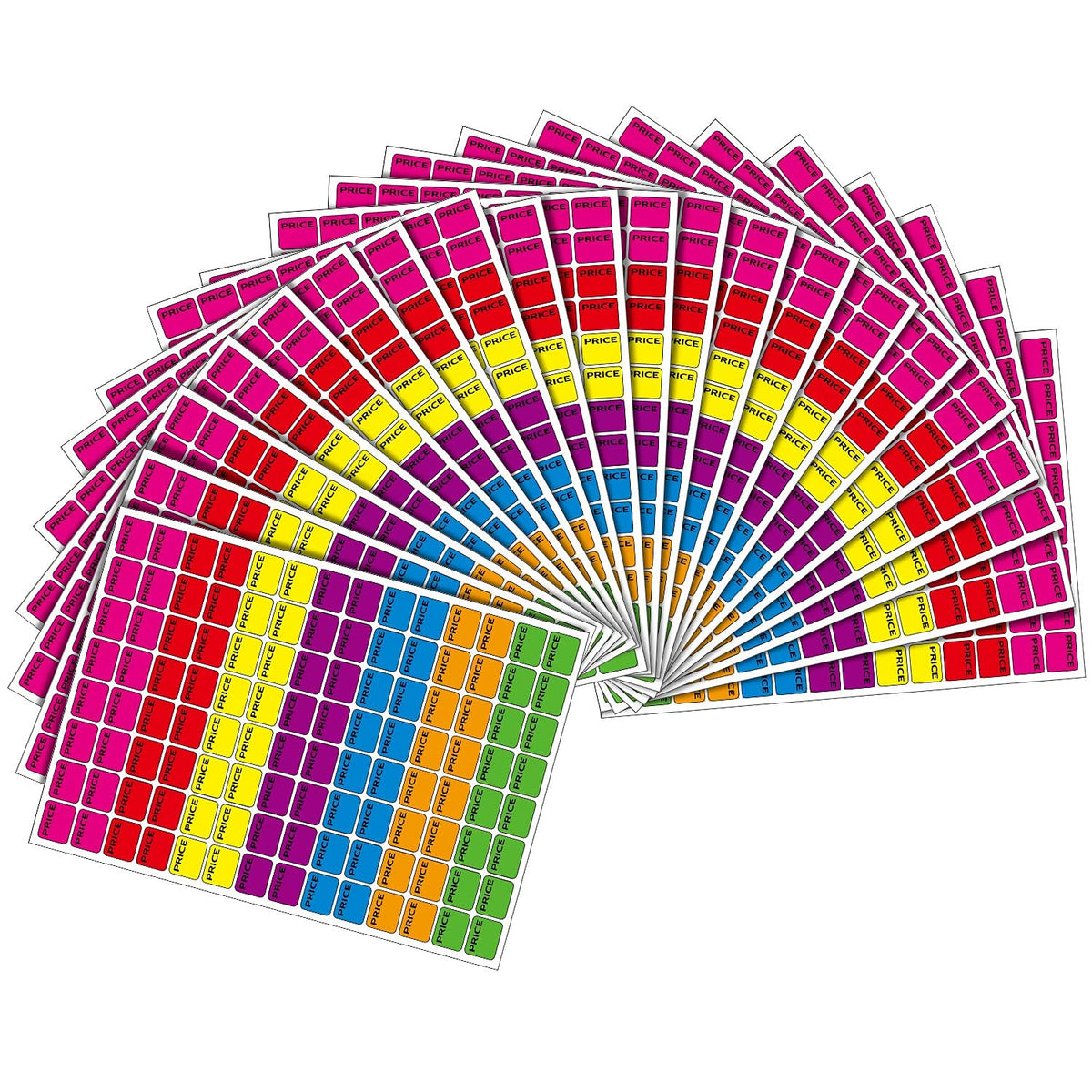 Boao neon color preprinted price labels for garage sales, yard sales, and sales stickers, featuring vibrant multi-color design.