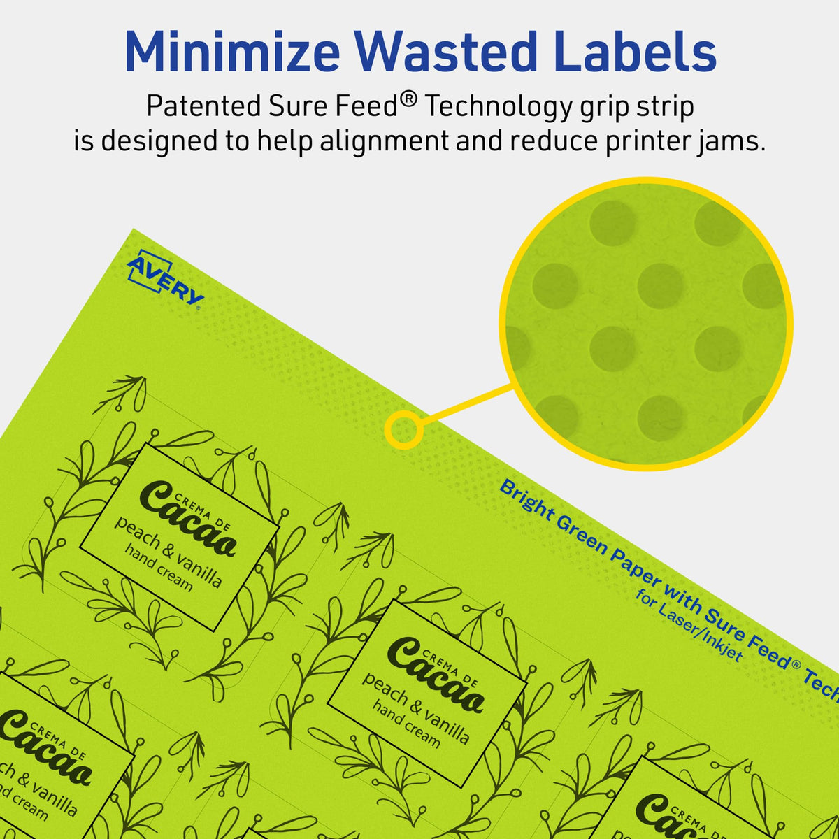 Avery Printable Rectangle Labels, Sure Feed Technology, 1-13/16" x 2-3/16", Bright Green Labels, Print-to-The-Edge, Laser/Inkjet Printable, 240 Total, Great for Mailing 240 labels