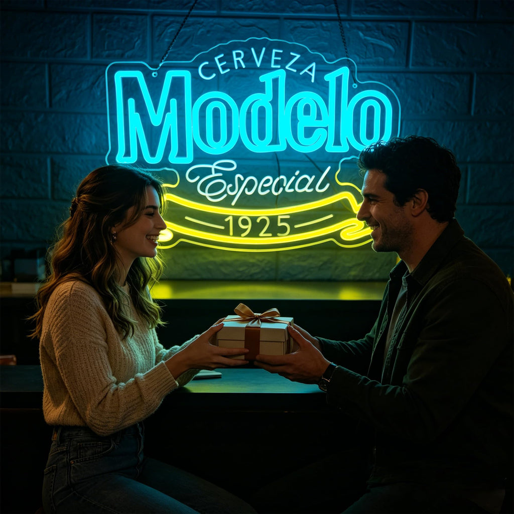 Beer Neon Sign for Wall Decor Dimmable Beer LED Neon Light for Man Cave Blue-b