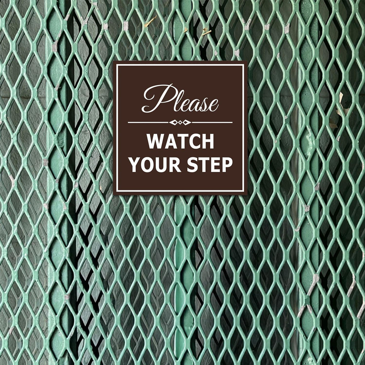 Signs ByLITA Square Classy Please Watch Your Step Sign | Safety Sign with Easy Installation (Red) - Small 5 Pack Red 4 x 4" - Small