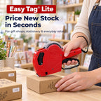 Easy Tag Lite Price Gun, 8 Digits 5500EOS Pricing Gun with 5,000 White Label Stickers, 3 Ink Rollers, 1 Scraper, Price Guns for Retail, Yard Sale (Red)