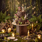 Fuutreo 12 Inch Rustic Faux Tree Stump and Moss Riser for Display Stand