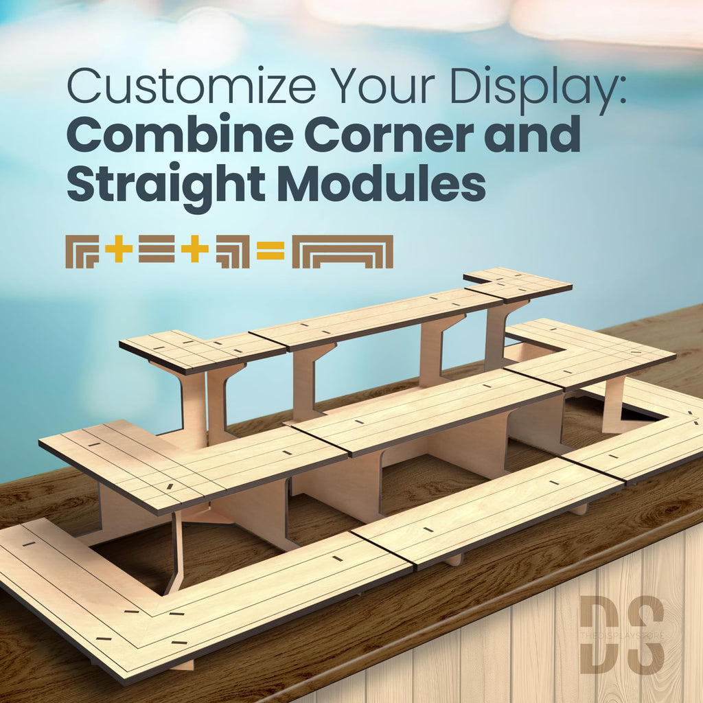 Corner Wooden Tiered Display Stand, Display Shelf for Vendors, Craft Shows Natural Corner