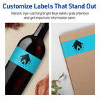 Avery Printable Rectangle Labels, Sure Feed Technology, 2" x 7", Bright Blue Labels, Print-to-The-Edge, Laser/Inkjet Printable, 80 Total, Great for Candles and Jars 80 labels