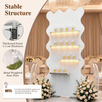 6FT Champagne Wall Holder with LED Light, Party Birthday Event Décor, Wavy Arch 6FT(180cm)