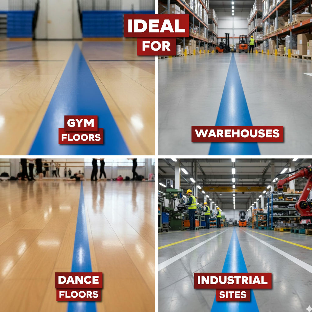 XFasten Vinyl Floor Tape 2 Inch x 36 Yards 6 Mils | Gym and Court Marking Tape for Outdoor, Gymnasium, Classroom | Blue Marking Tape for Dancefloor