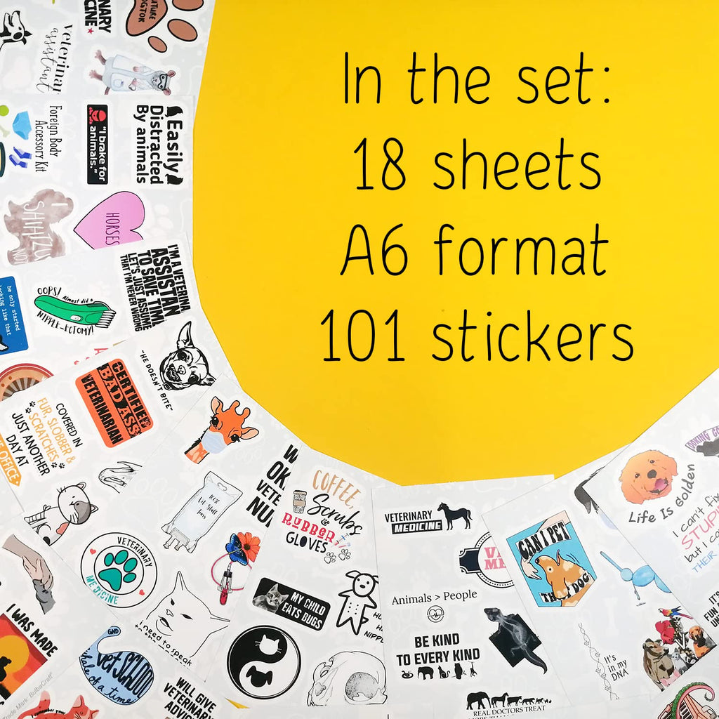 100Pcs Funny Veterinary Stickers and Laptop Decals, Vet Stickers, Veterinarian Decals, Funny Veterinary Gifts, Gifts for Women & Men White