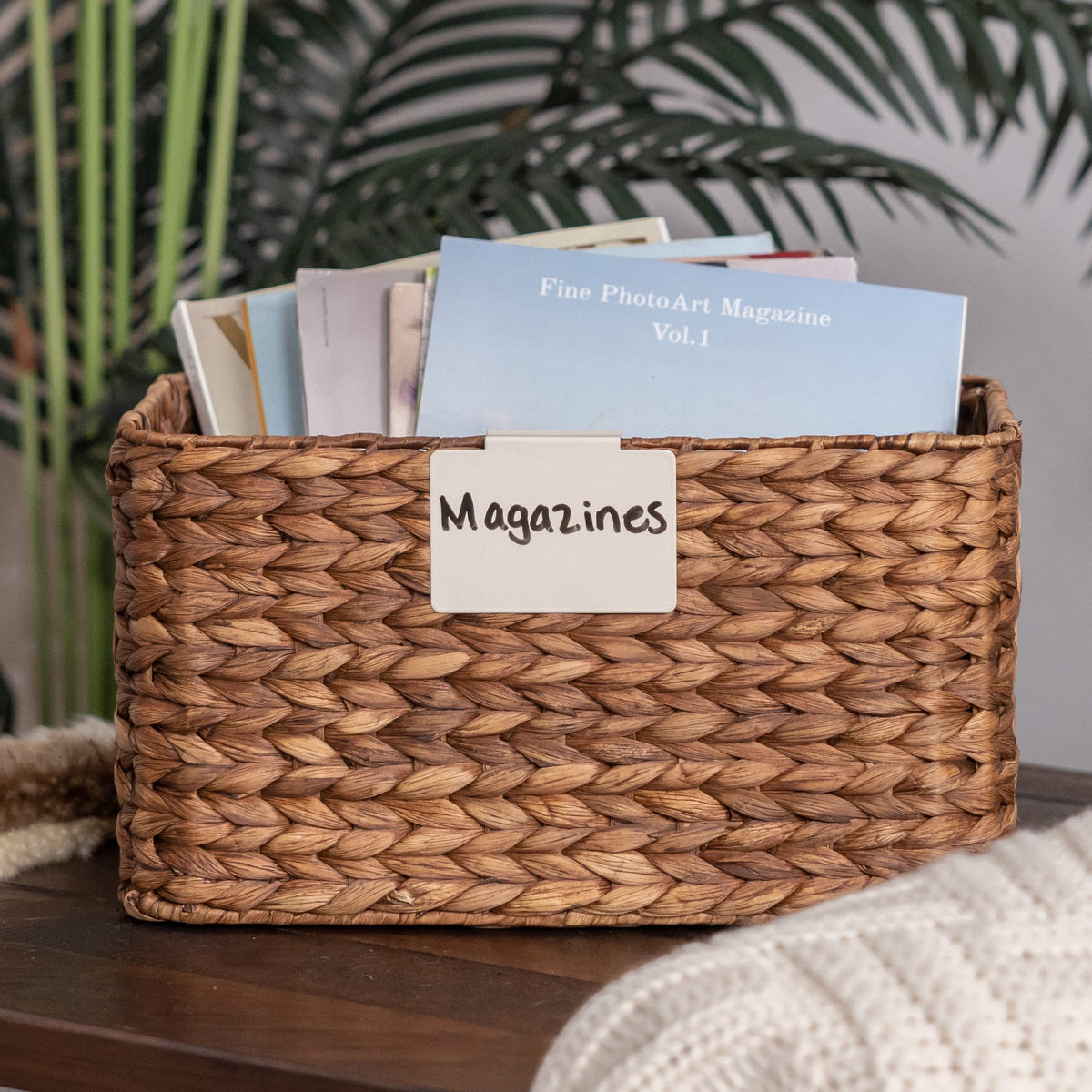 Hygge & Sage: Metal Non-Slip Basket Labels Clip On for Storage Bins, or Wire Racks | Includes 8 Labels, 8 Non-Slip Pads, and 1 Free Marker (Cream) Cream