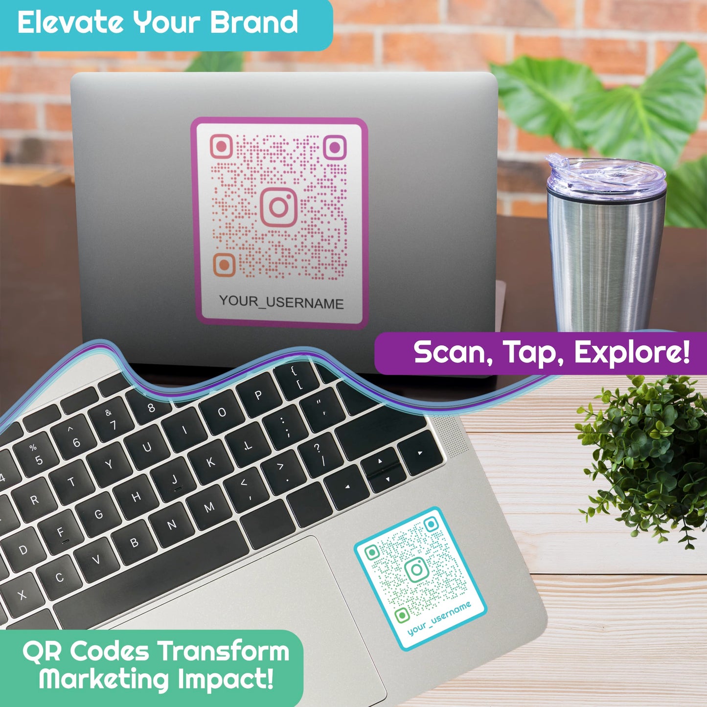 Custom Stickers QR Code and Business Stickers - Personalize Your Logo Stickers Customized Presence Customized Sticker Decals Text Name Image Photo Website UV Laminated