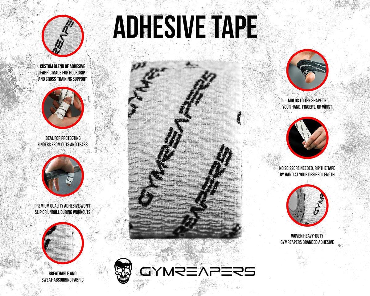 Gymreapers Weightlifting Adhesive Thumb Tape, Stretchy Athletic Tape Grip & Protection for Olympic Lifting, Cross Training, Powerlifting, Hookgrip White 5 yards x 1.5 inches
