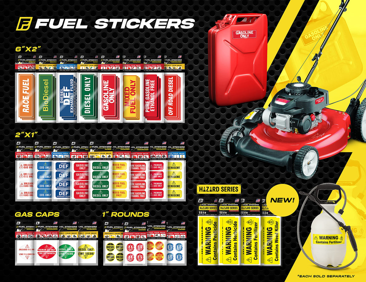 Unleaded Sticker, Unleaded Fuel Only Sticker for Fuel Cans and Outdoor Power Equipment - Weather Proof, Extreme Stick, Commercial Grade Fuel Labels by Fuel Stickers - USA Made (2x1 inch), 20 Labels 20-Pack
