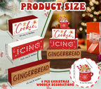 4 Pcs Hot Cocoa Christmas Decor, Gingerbread Table Decorations, Christmas Tiered Tray Desk Decor Gifts, Cookie Icing Winter Wooden Stack Block Signs Table Centerpiece For Farmhouse Office -B10 Cookie Hot Cocoa