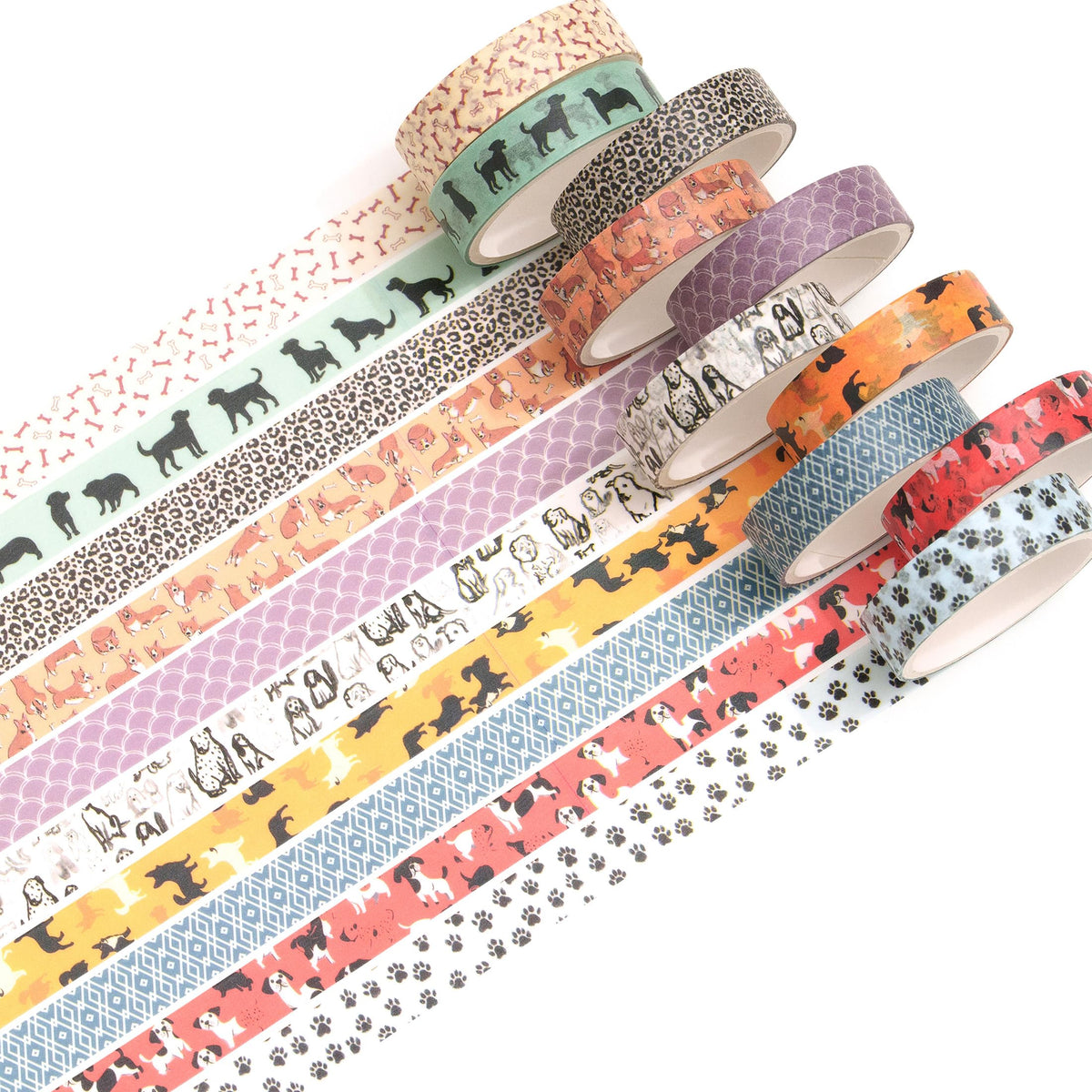 10 Rolls Skinny Washi Tape Set Texture Arts Adhesive Tapes Basic Patterns Decorative Masking Tape Sets for Craft, Kids, Scrapbook, DIY, Gift Wrapping (Style Two) Style Two
