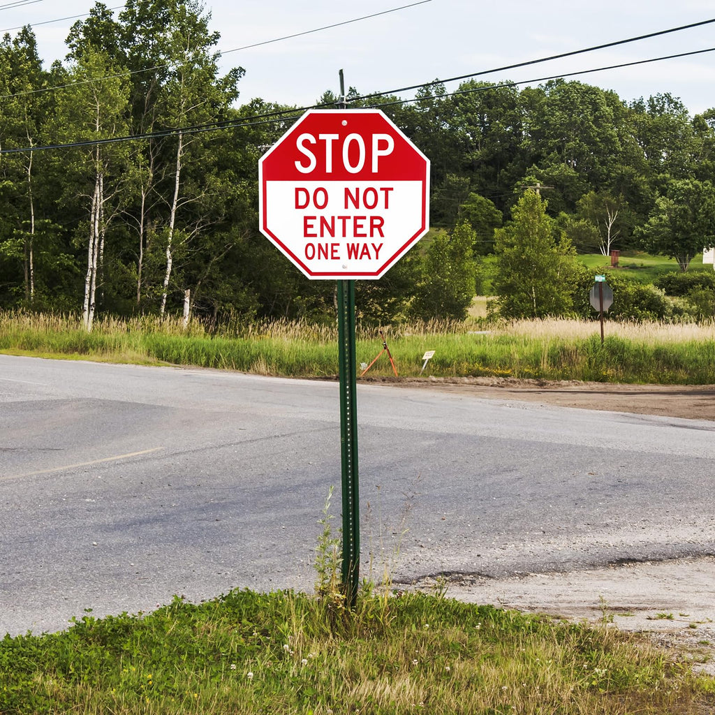 LEIFIDE 2 Pack Stop Do Not Enter One Way Signs - Reflective Aluminum Sign