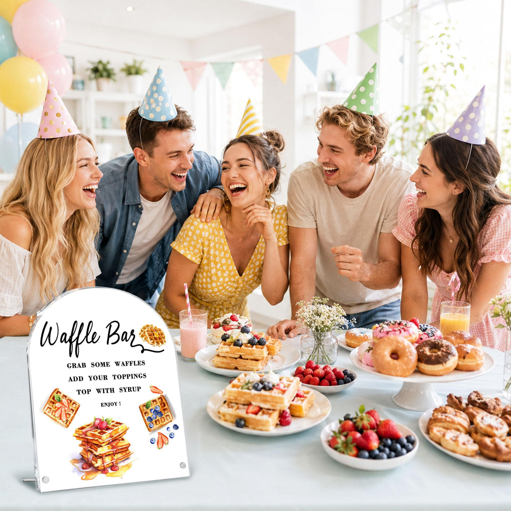 Waffle Bar Sign, Acrylic Signs for Baby Shower Gender Reveal Bridal Shower Wedding Birthday Party, Dessert Bar Sign Reception Supplies dark brown