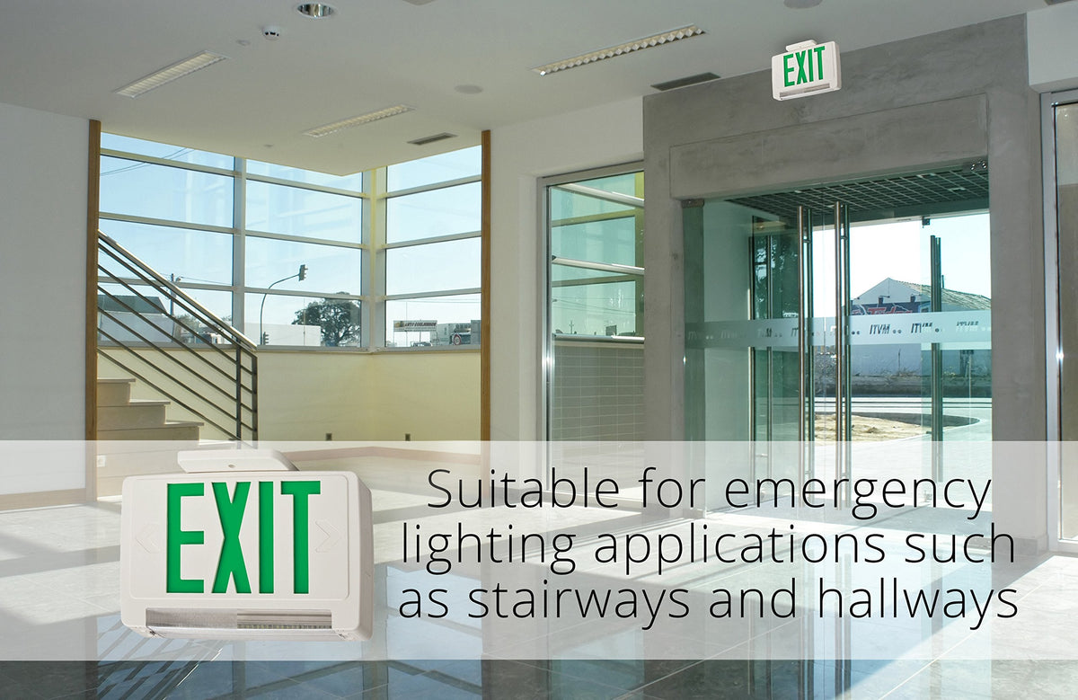 Lithonia Lighting ECBG LED M6 LED Exit and Emergency Light Bar Combo Fixture with Back Up Battery, Green Letters 1 LED Light bar High Output Battery