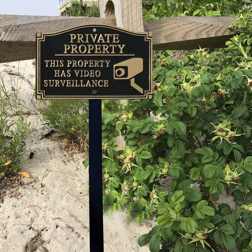 SmartSign “Private Property - This Property Has Video Surveillance” GardenBoss Statement Plaque | 5.75" x 9.5" Aluminum Plaque with 18" Black Lawn Stake, Made in USA Private Property - This Property Has Video Surveillance