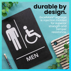 ExcelMark Restroom Sign for Business - ADA Compliant Braille Bathroom Sign with Double Sided Tape to Secure Perfectly in Less Than a Minute - Size 9 x 6 Inch (Men's & Women's Handicap Set) Men's & Women's Handicap Set