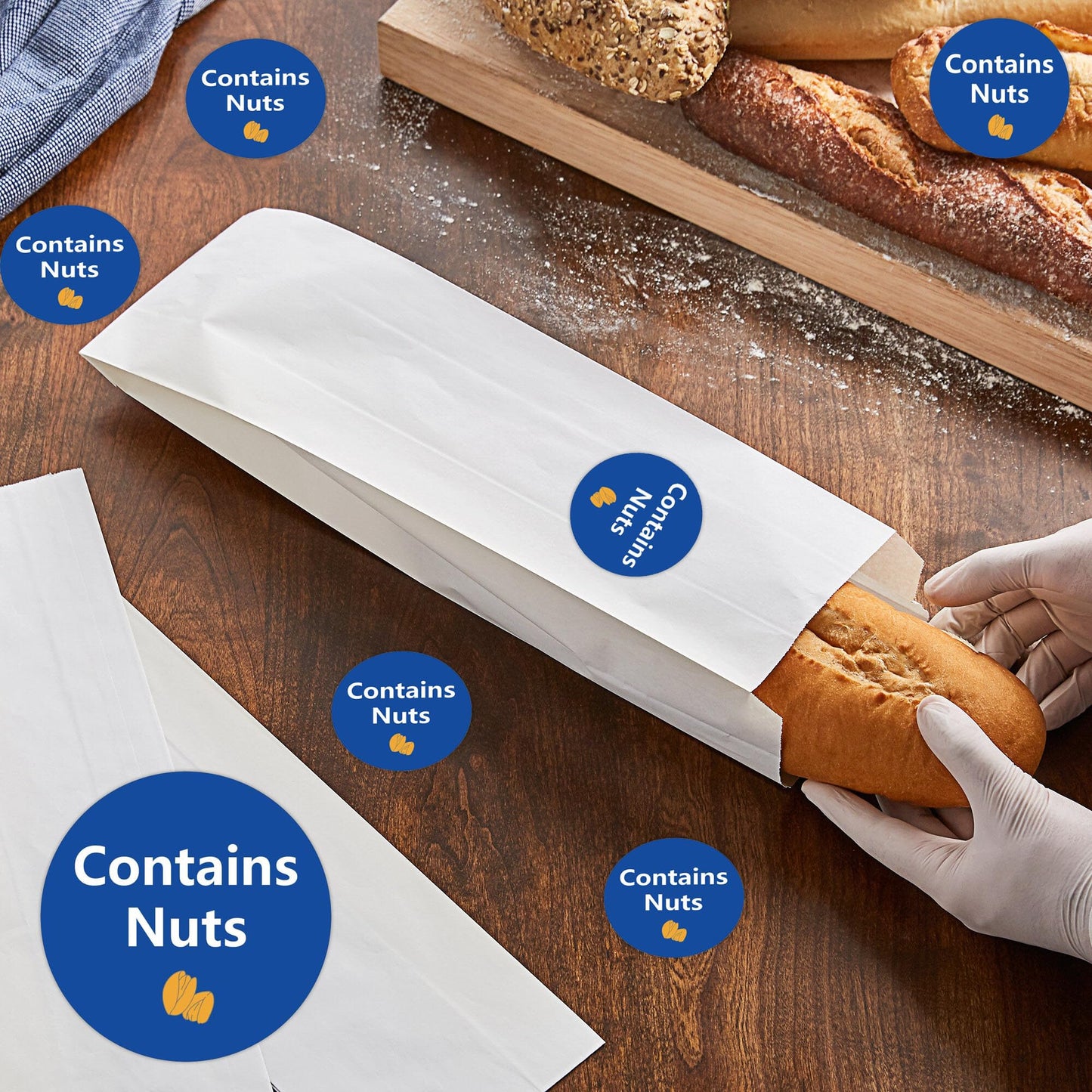 Contains Nuts Labels 1 inch Allergen Warning Stickers Round Allergies Food Rotation Advisory Circle Dots for Jars Glass Bottle Retail Packaging 500 pcs per roll