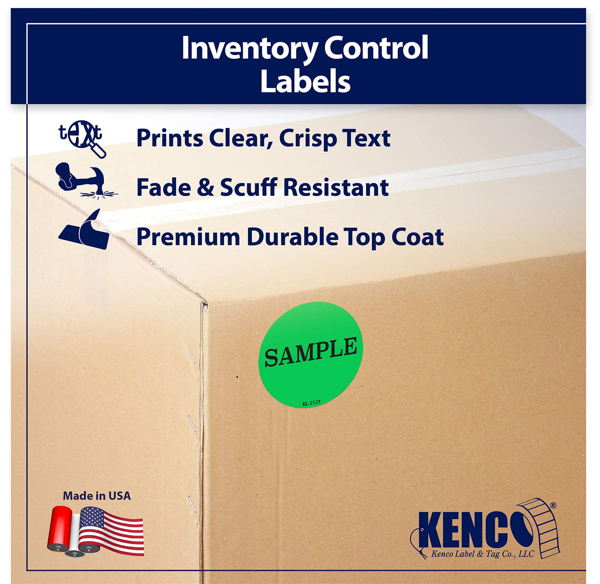 Kenco 2" Circle Inventory Control Stickers for Shipping and Inventory - 500 Permanent Adhesive Labels Per Roll Made in The USA (QC Approval, 2 Pack)