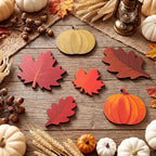 Yookeer 12pcs Fall Tiered Tray Decor Wooden Pumpkin Maple Oak Leaves 12