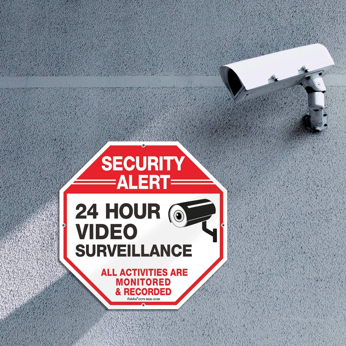 Video Surveillance Sign, 4 Pack 10 x 10 Rust Free .040 Aluminum Security Warning Reflective Metal Signs, Indoor or Outdoor Use for Home Business CCTV Security Camera, UV Protected & Waterproof