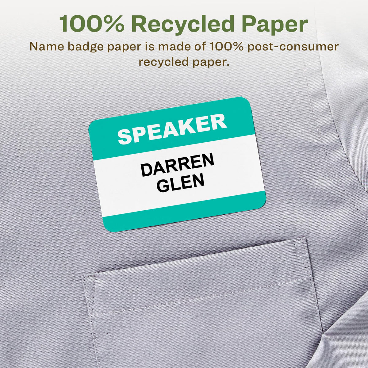 Avery® EcoFriendly Recycled Name Tags, 2-1/3" x 3-3/8", White, Removable Adhesive, 160 Printable Name Badges (42395) 2-1/3" x 3-3/8" 160 badges