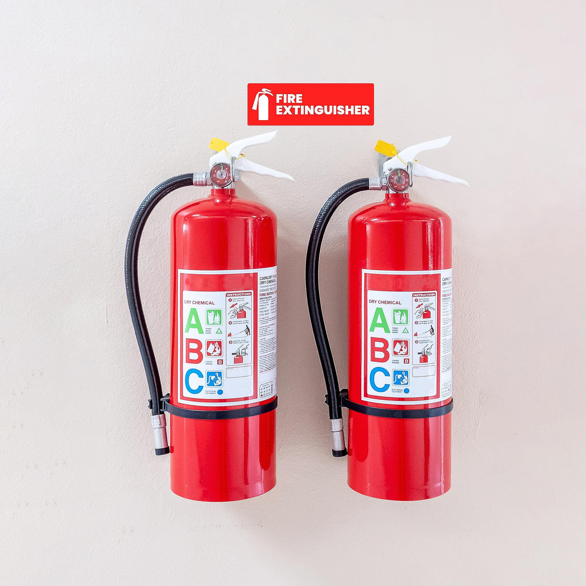 Fire Extinguisher Sticker for Business - Office, Commercial, Landlord (Short Term Rental) - High Visibility Fire Extinguisher Sign for Safety and Compliance. Size 6" x 2", 20 Labels Red