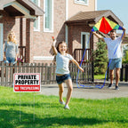 Zonon 6 Pack Metal No Trespassing Sign 12 x 8 Inch Private Property Word with H Stake Reflective Aluminum Security Weatherproof Outdoor Metal Outdoor Keep out Sign, Easy to Mount(Red) Red