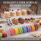 3 Tier Clear Acrylic Cookie Display Stand Tiered Dessert Stand for Cupcakes, Cookies & Pastries Portable Bakery Display for Farm Stands,Bakers, Vendors, Craft Fairs & Market Booths 3-Tier x 1