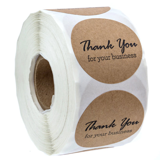 1.5" Round Kraft Thank You for Your Business Stickers/500 Labels Per Roll Simple Kraft