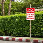 No Trucks Cars Only On This Driveway Sign 18 × 12 Inches