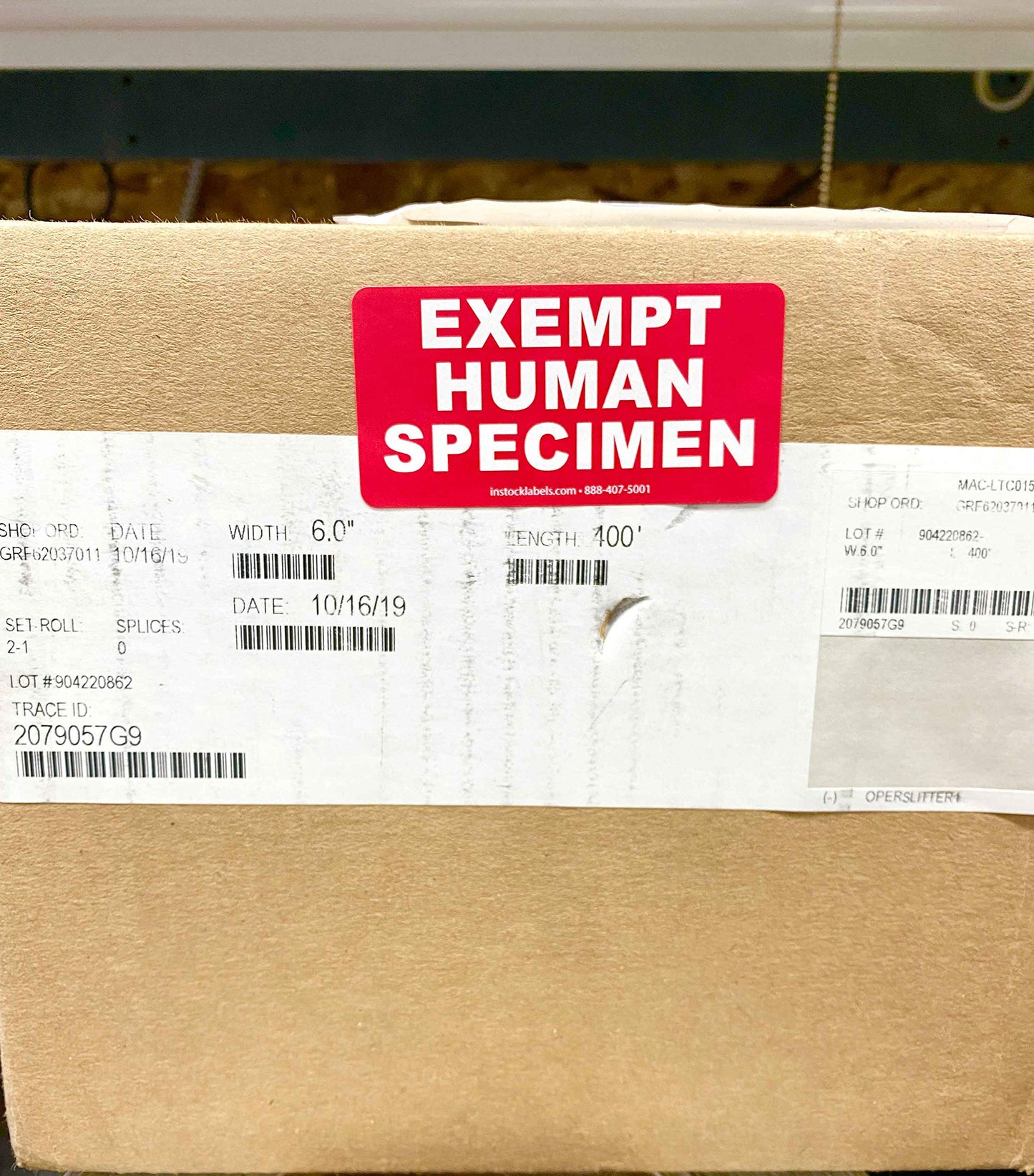 Exempt Human Specimen Medical Healthcare Labels 1.5 x 3 Inch 500 Total Labels