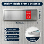 Office Door Sign with 6-Zone Sliding Design, 13 Interchangeable Status Options, Do Not Disturb, Please Knock, In A Meeting, Out Of Office, Back Soon, Custom Privacy Door Slider for Office, Meeting & Conference Room (Brushed Silver) - Patent Pending