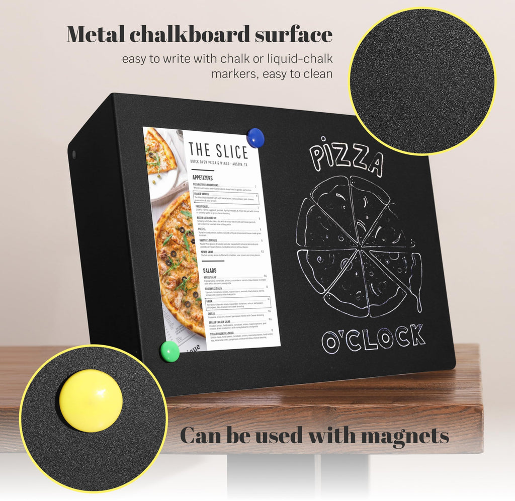 Metal Chalkboard Sign 11 x 17 inches - Food Signs for Party Buffet, Mini Chalkboard Sign, Food Display Card, Kitchen Tabletop Chalkboards, Small Standing Menu Boards for Wedding Black 11 X 17 Inches